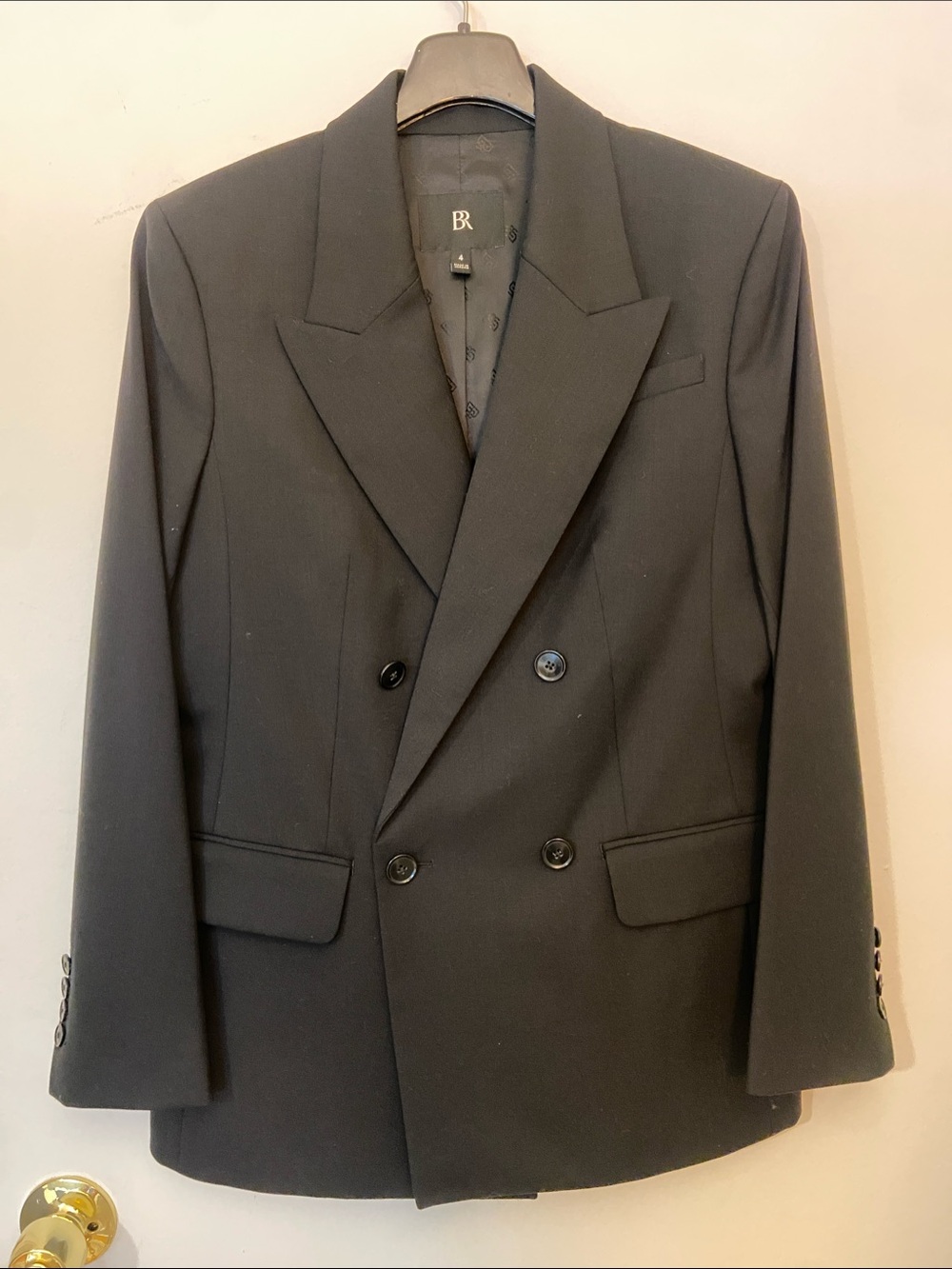 Banana Republic Wool Women’s Oversized Double-Breasted Black Blazer